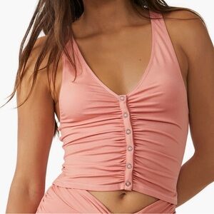 Free People Pink Ruched Tank Top